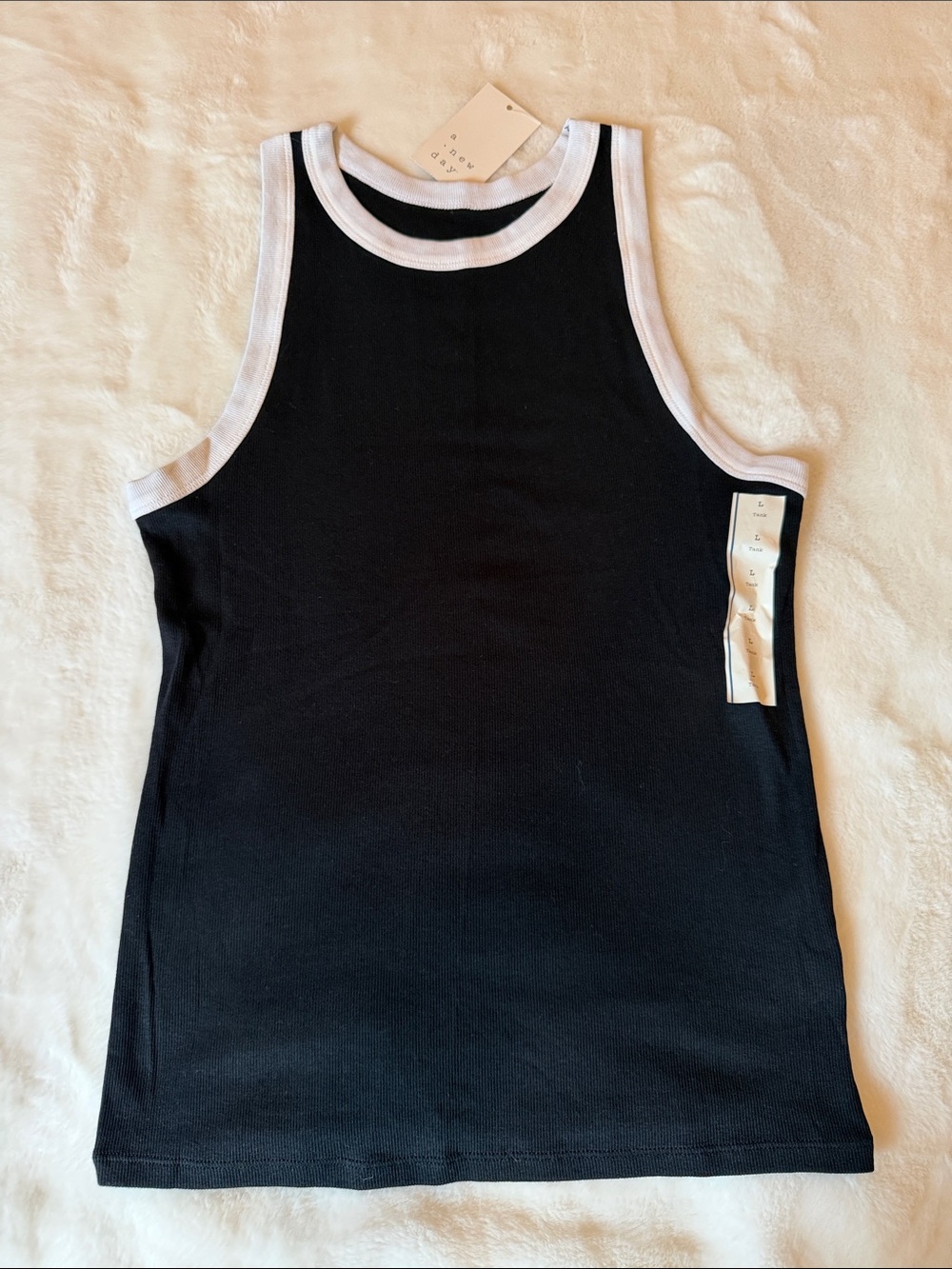 A New Day Black Tank with White Trim NWT